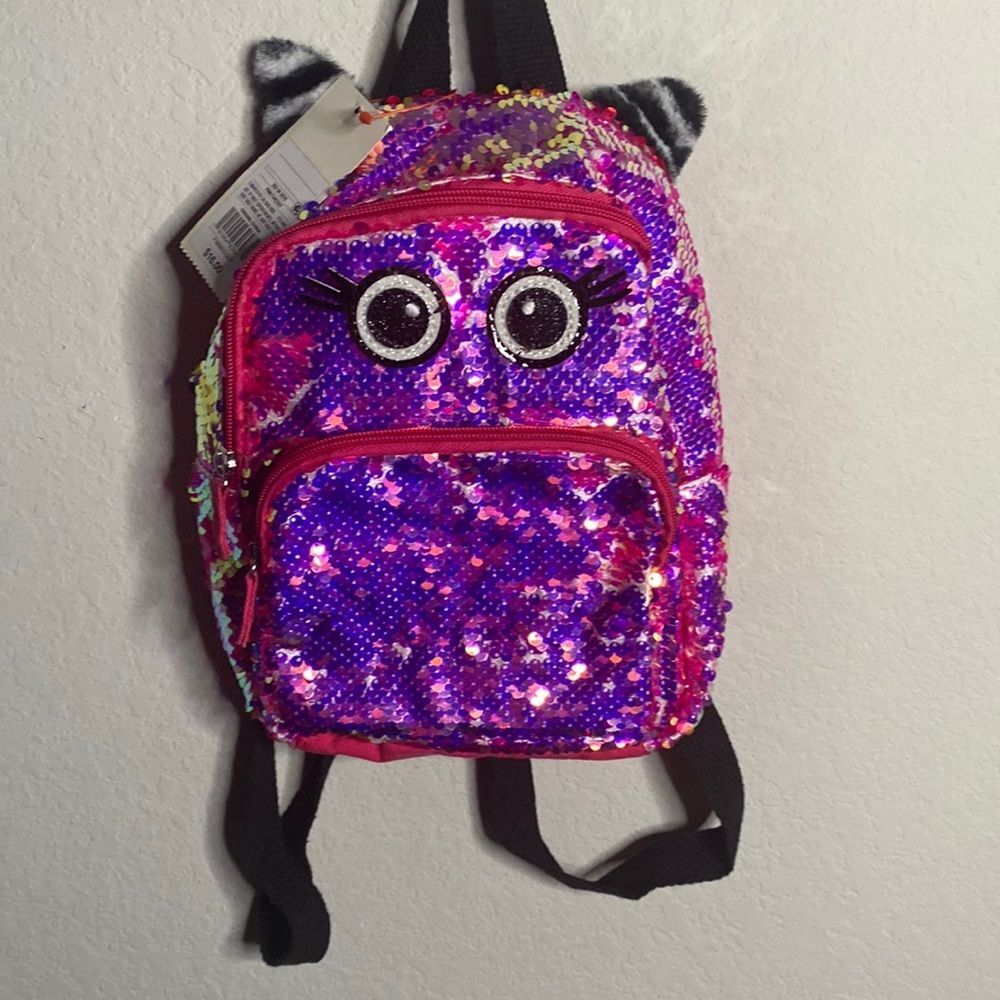 NWT Cat&jack Pink and Purple Flip Sequins Mini Girl’s Backpack